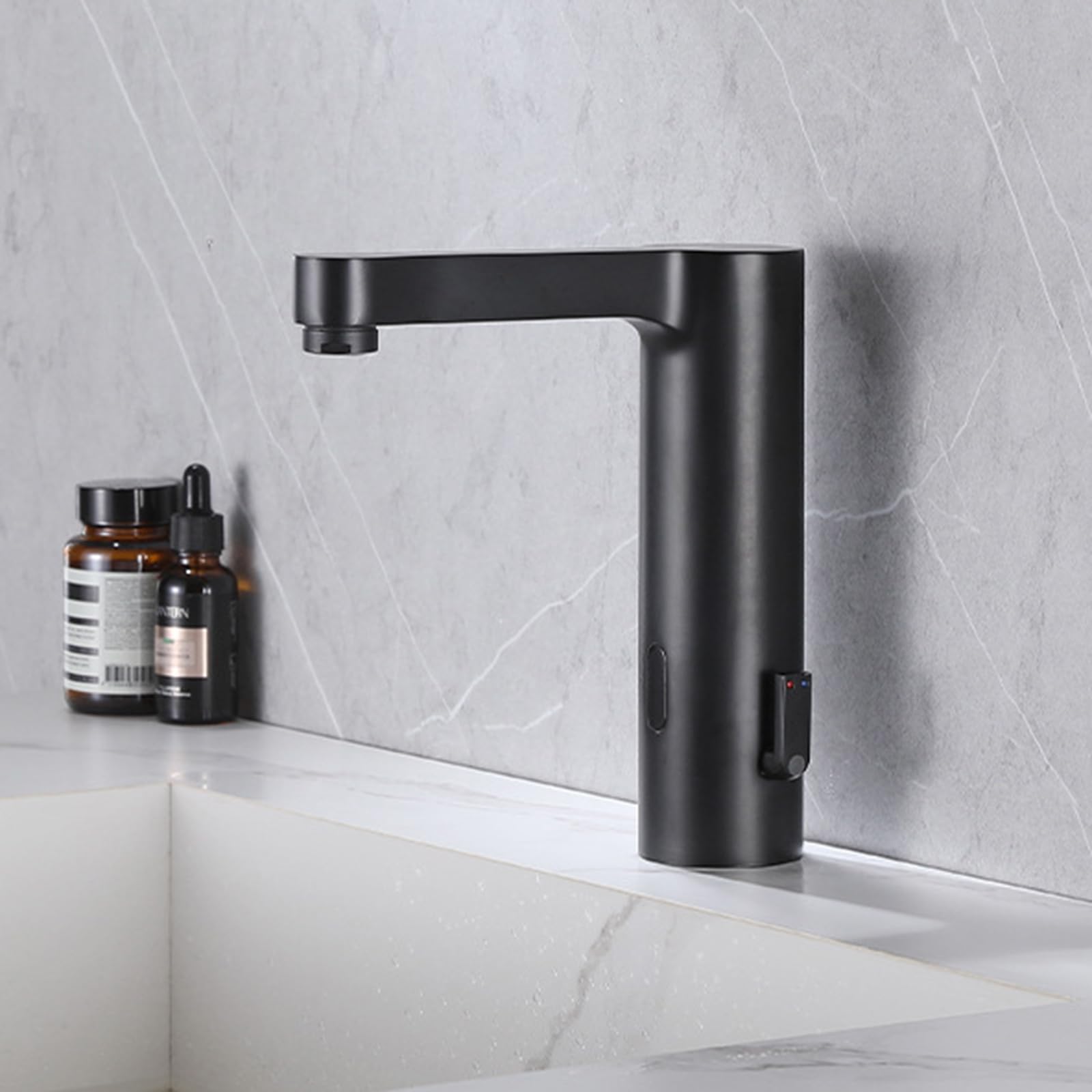 ZYCHSJXA Touchless Basin Tap Black Sensor Faucet Hot and Cold Water Mixer Bathroom Infrared