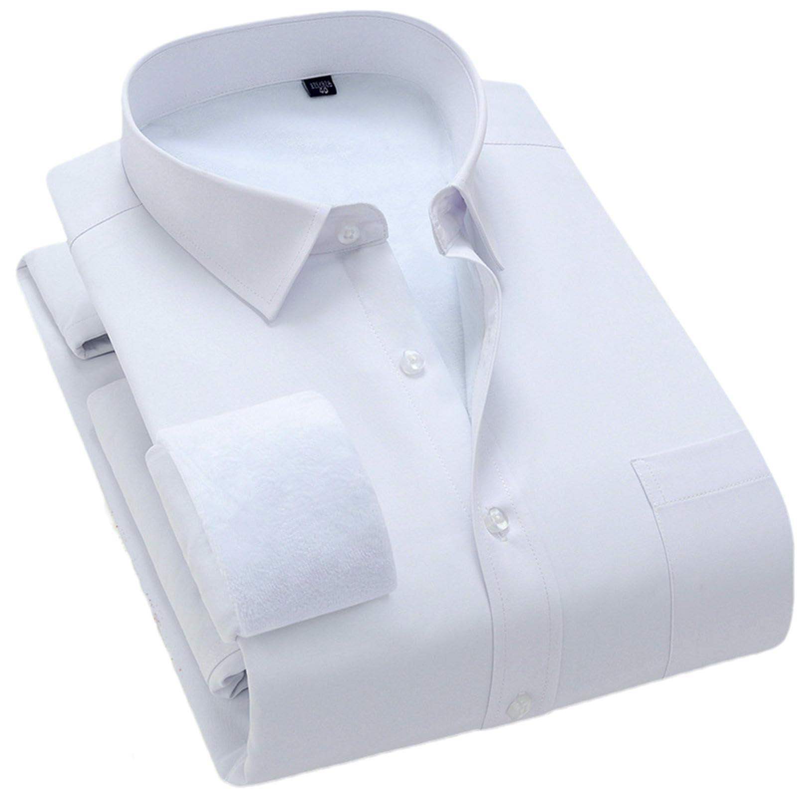 Camicia da uomo foderata in pile gessato a maniche lunghe a righe verticali abbottonate camicia da ufficio invernale calda