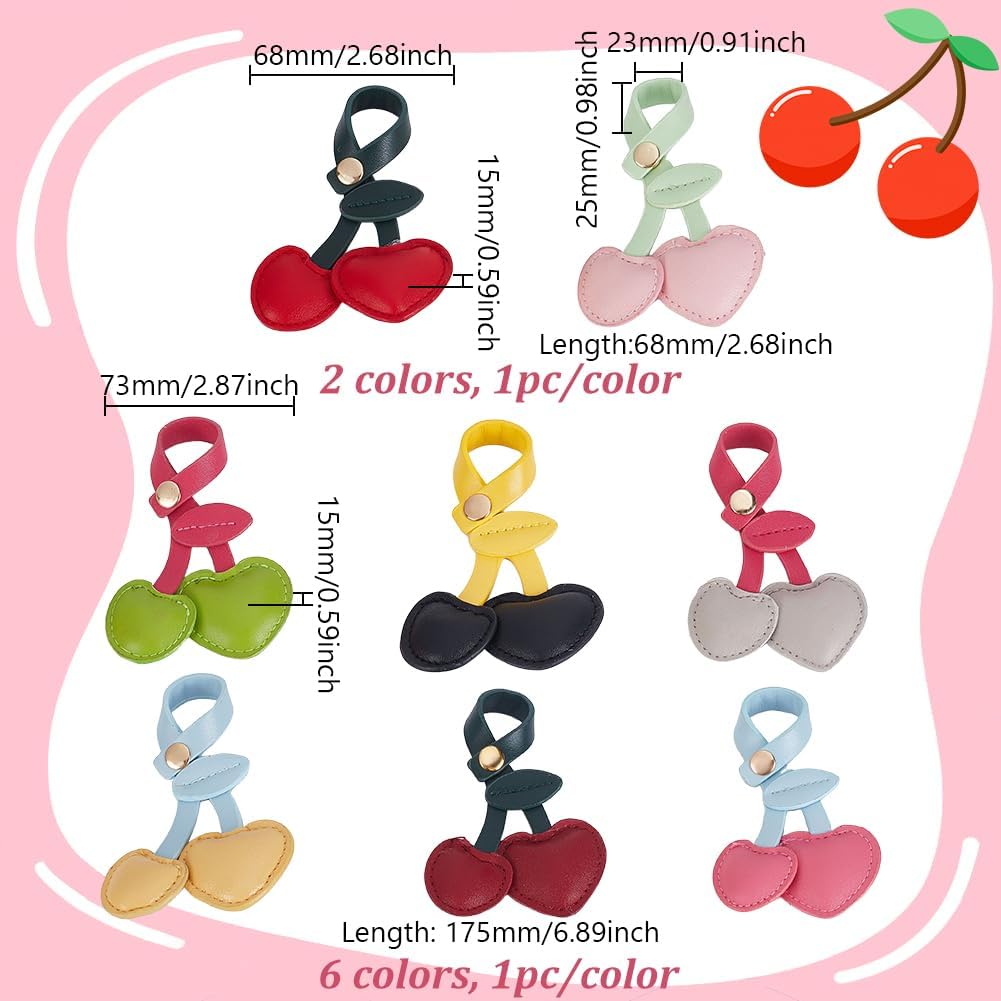 AHANDMAKER 8Pcs Cherry Bag Charms, 8 Styles Adorable Imitation Leather Cherries Keychain Pendant Cute Fruit Purses Hanging Accessories for Handbags Wallets Keychains DIY Crafts Home Decorations - Image 2