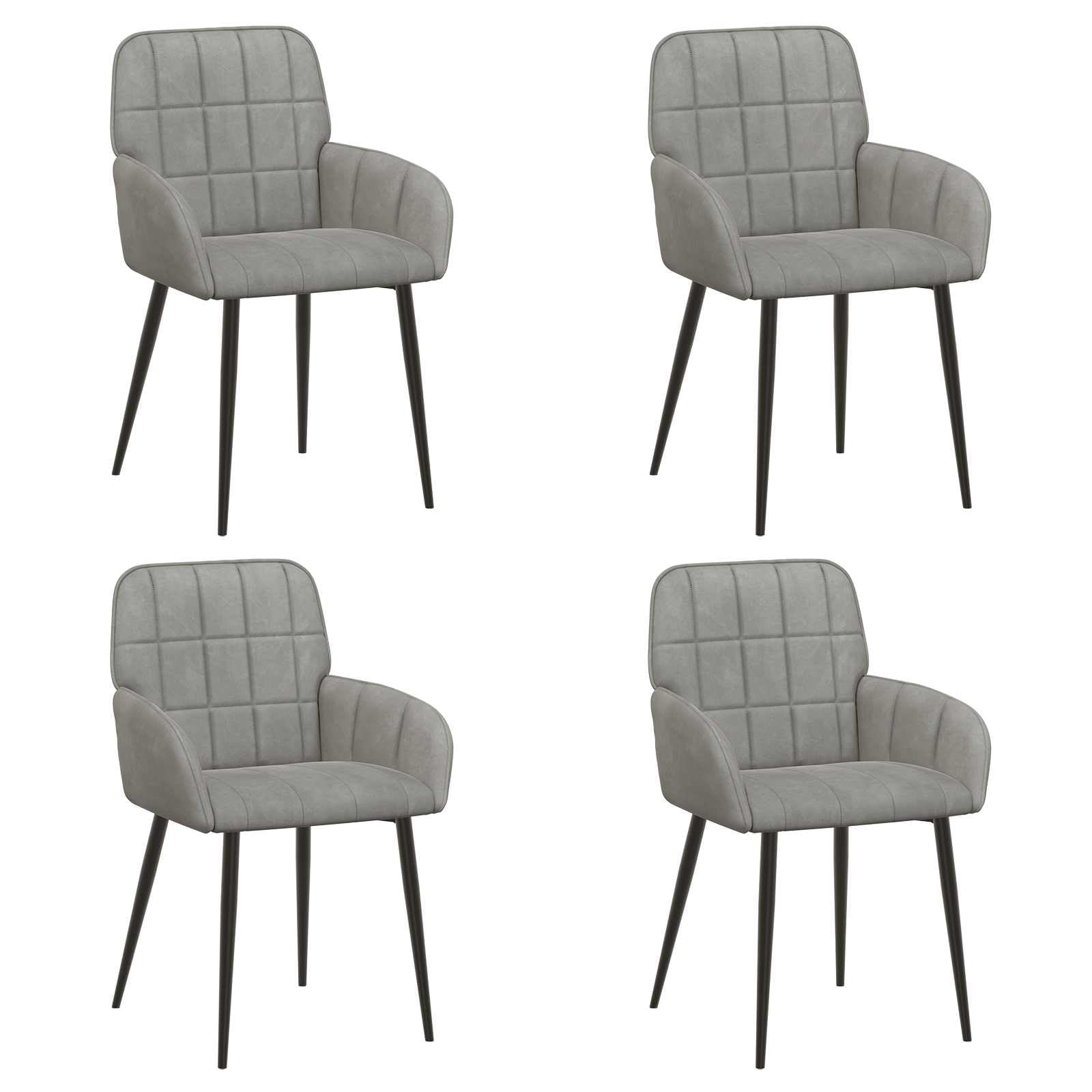 Sillas de Comedor 4 uds. Terciopelo Gris Claro 57 x 50 x 85 cm, Sillas de Comedor, 25.372 kg-3428165