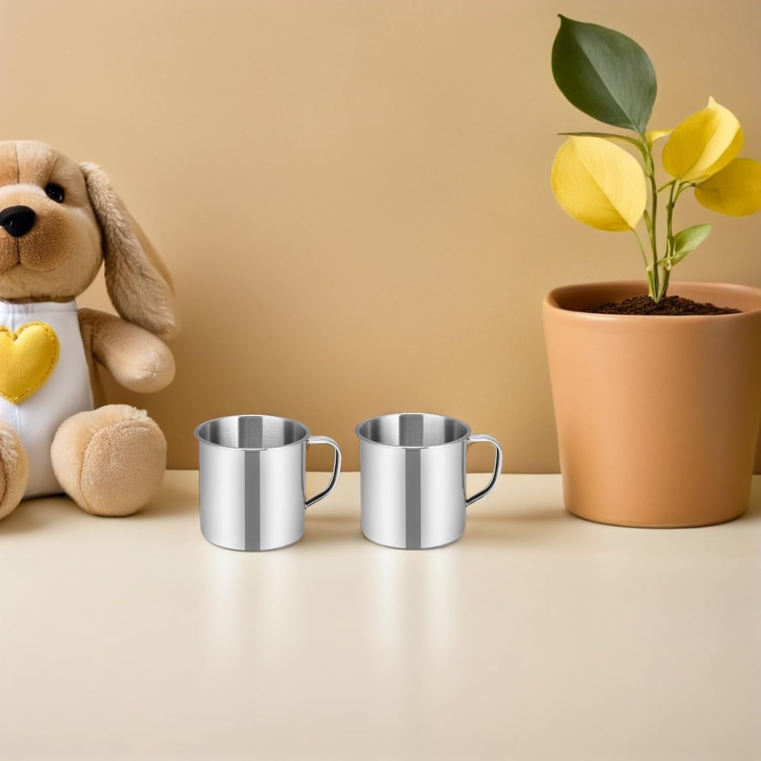 Hemoton Stainless Steel Toddler Drinking Cups Set 2.3 Inch Kids Cups for Toddlers Spill-Resistant Small Metal Cups for Kindergarten and Home Use