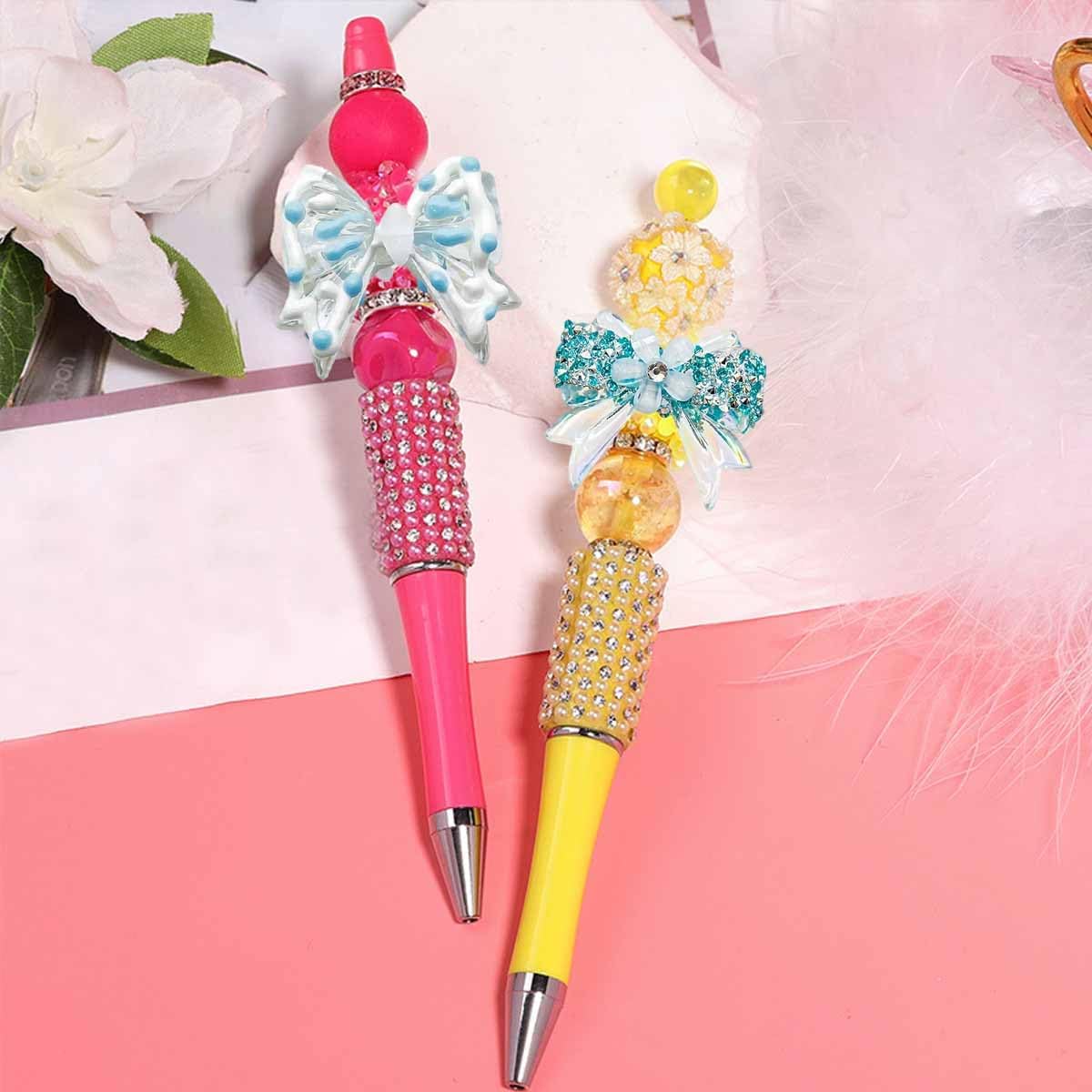 10 PCS Bow Beads for Pens Rhinestone Bowknot Beads Fancy Colorful Butterfly Decorative Accessories Flowers Bead for DIY Beadable Keychain Jewelry Making racelet Necklace Crafts Charms (2 Styles) - Image 6