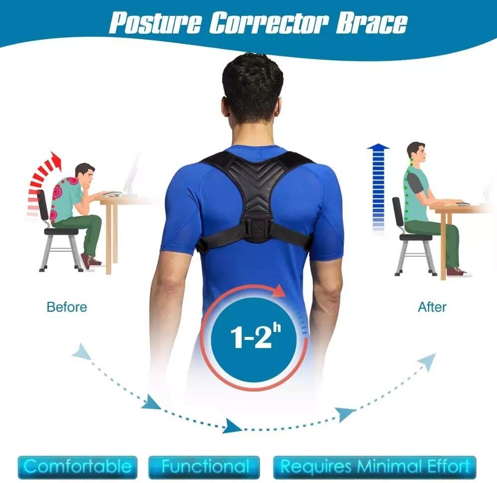 New Back Posture Corrector Belt Women Men Prevent Slouching Relieve Pain Posture Straps Clavicle Support Brace Drop Shipping(Medium-M)