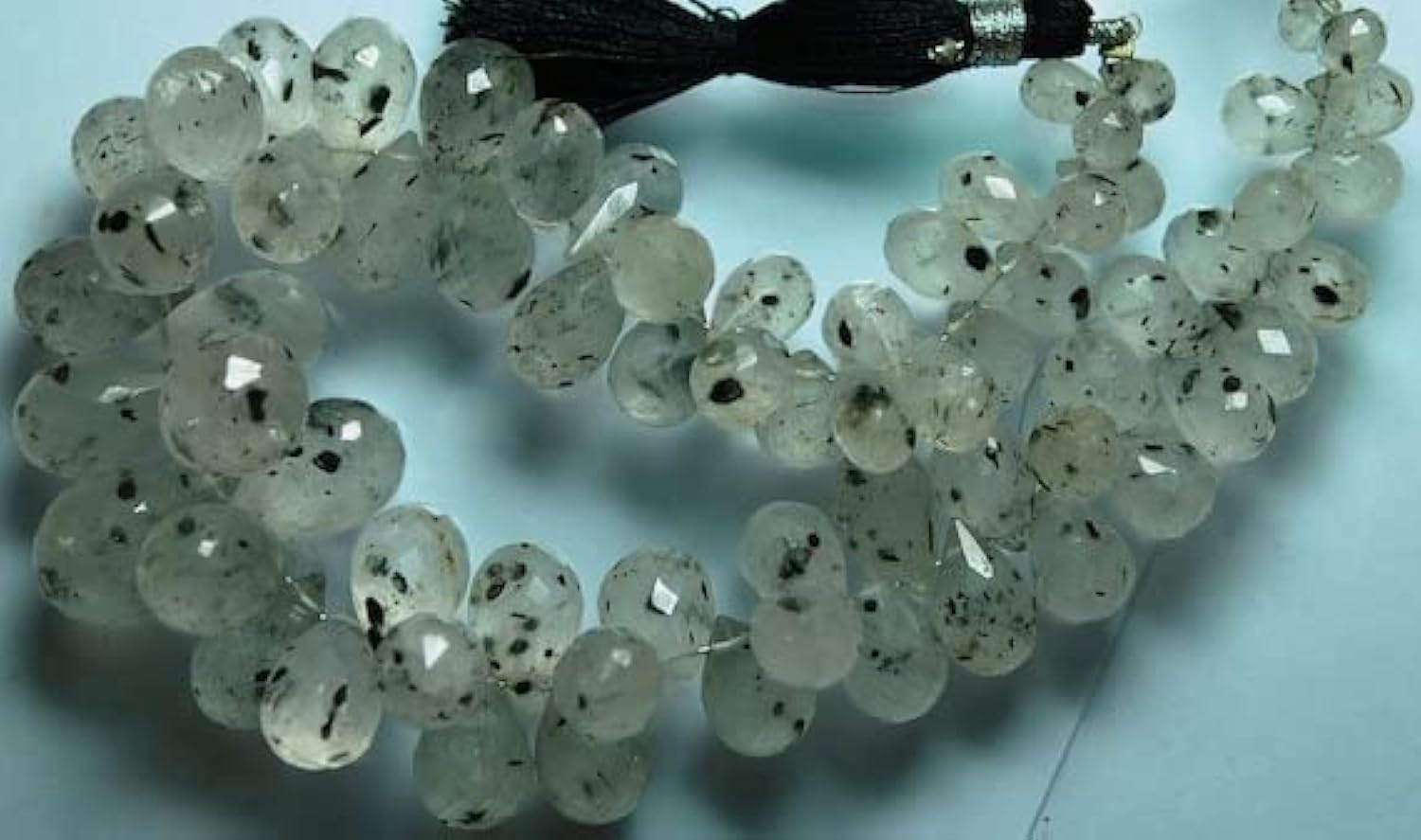 Perles tourmaline noire quartz 8.5'' LKBEADS