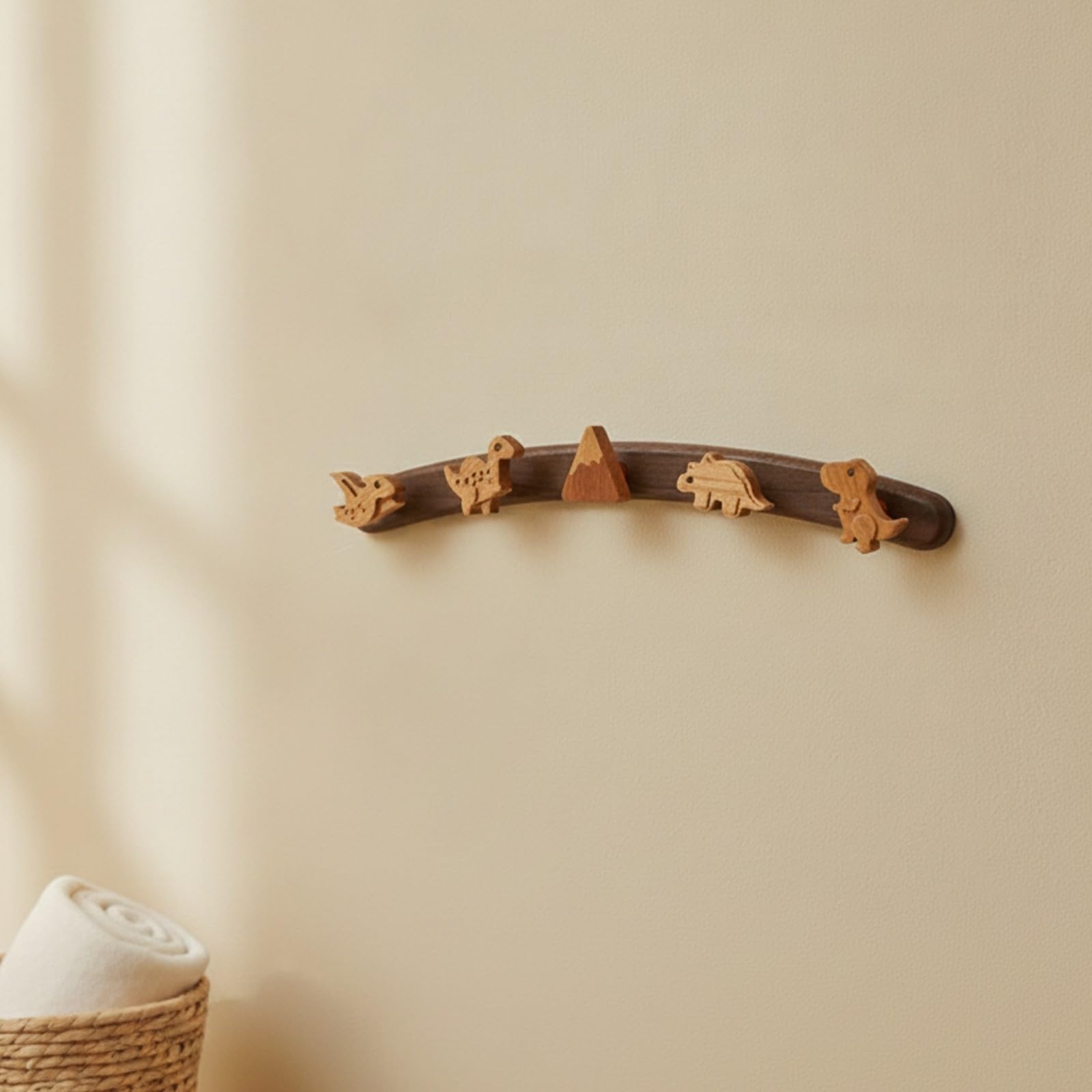Colgador Infantil con Dinosaurios Ahorra Espacio Perchero con Figuras Dinosaurio Talladas Robusto Perchero Pared para Puerta