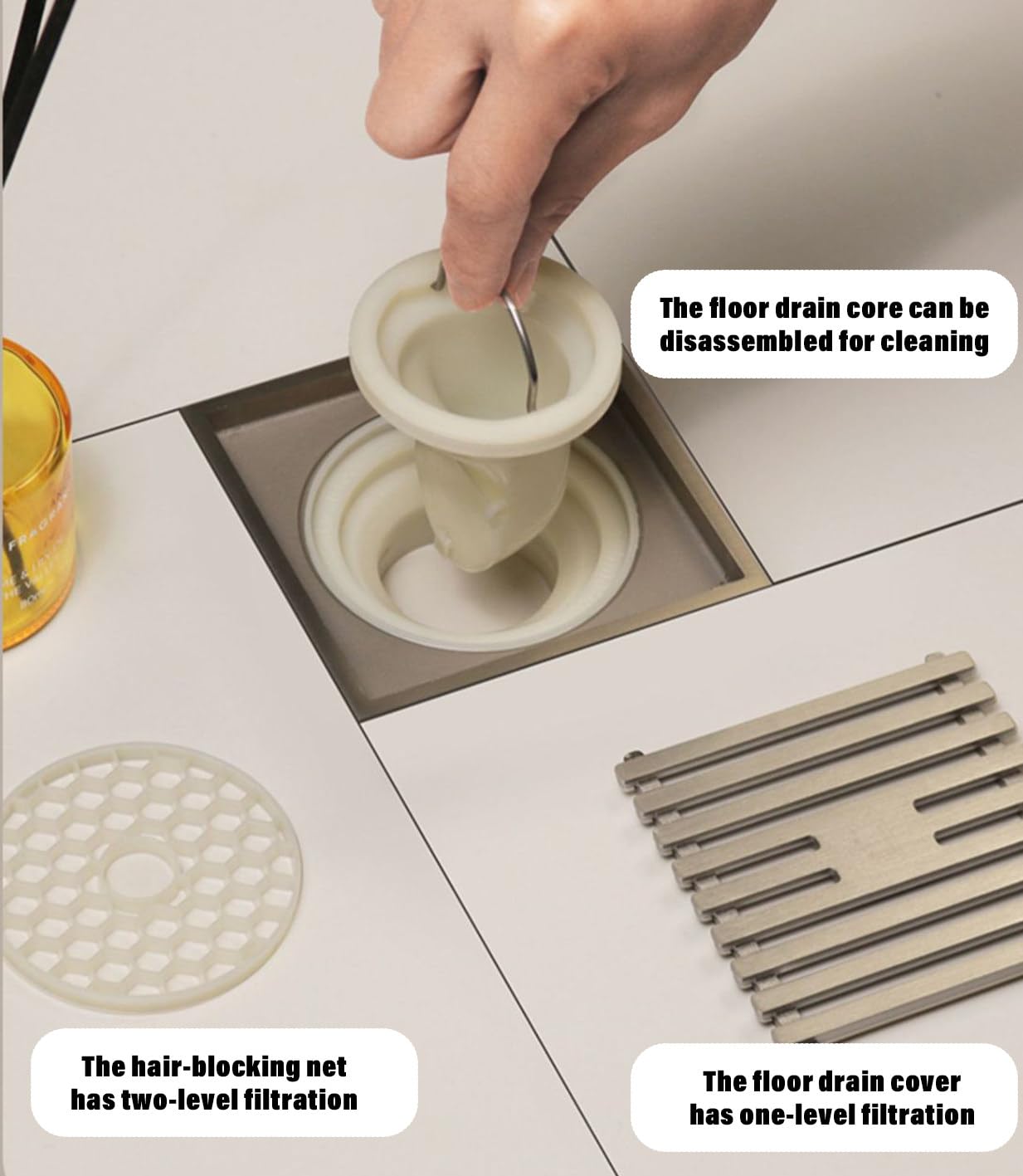 Billg Desagüe de Piso de Ducha, Sumidero Ducha con Sifón y Filtro, Filtro de Latón for Desagüe de Suelo de Agua de Baño, Vintage Drenaje del Piso del Baño para WC Lavabo Jardín Baño Ducha Cuarto