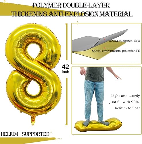 Miniatura 618 de GOER Globos con el número 40 para decoraciones de fiesta de cumpleaños número 40, globos de helio de aluminio jumbo de 42 pulgadas para 40