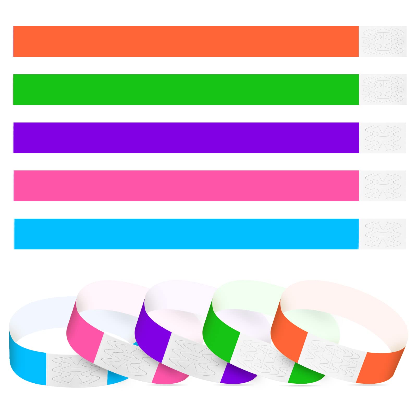 100 Pack Wristbands 3/4 inch, Event Wristbands Multicolour with Adhesive Closure, Event Bracelets Party Wrist Band, Paper ID Wristband for Club Festival Waterparks Security