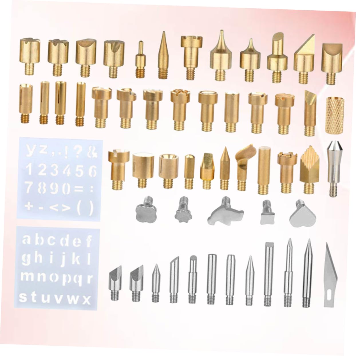 VILLCASE Wood Embossing Pen Tips 57 Pcs/Set Soldering Iron Pyrography Kit Carving Tools Burning Pen Tool Embossing Carving Soldering
