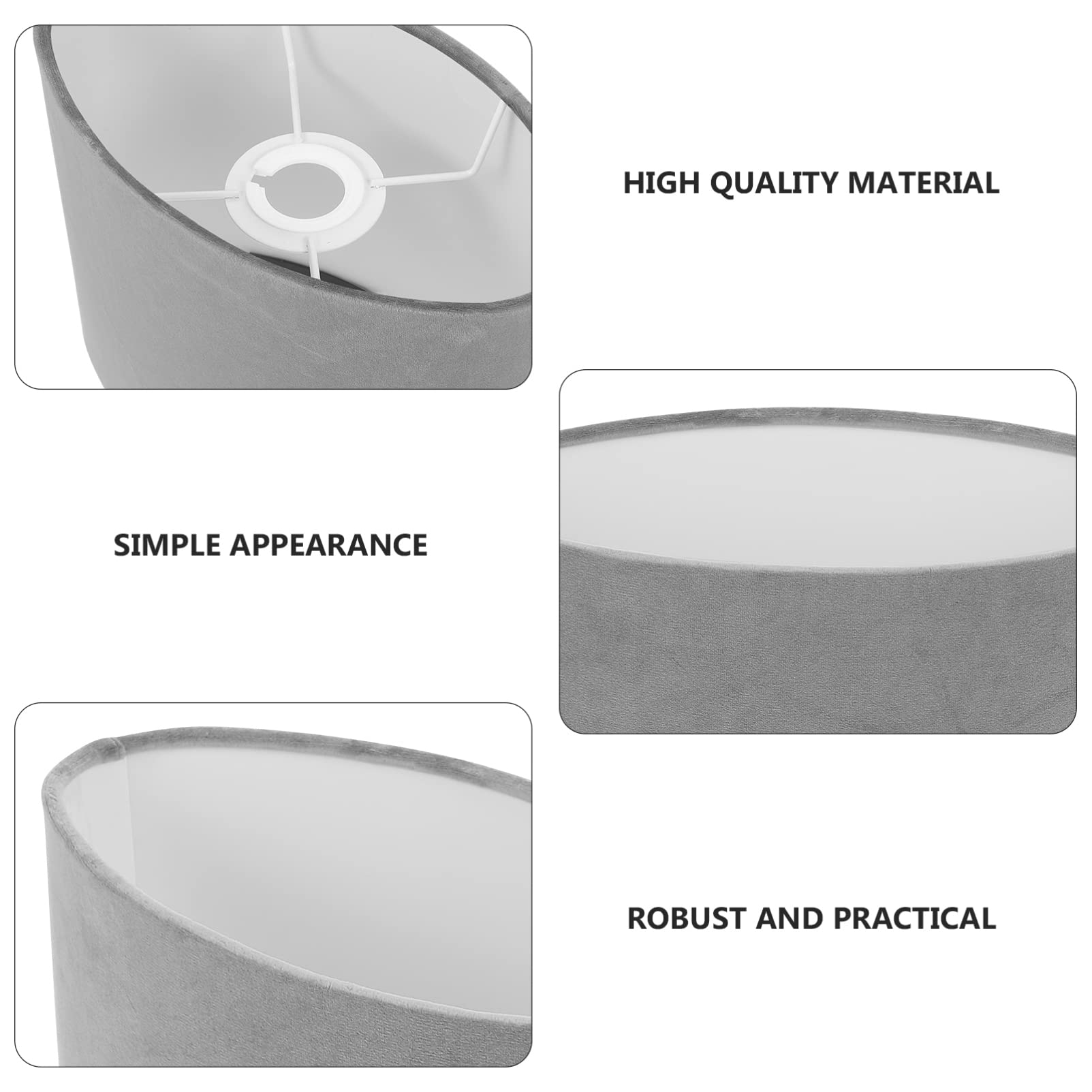 OSALADI Tischlampe Lampenschirm Stoff Oval Tischlampenschirm Hängeleuchtenschirm E27 Grau Samt Nachttischlampe Schirm Lampe Stoffschirm Pendelleuchte Schreibtischleuchte Ersatzschirm