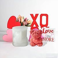 Vista 8 de Zayookey Molde de vela con forma de oso de rosa, moldes de silicona para jabón de oso de amor, molde de resina epoxi para velas de bricolaje, Blanco