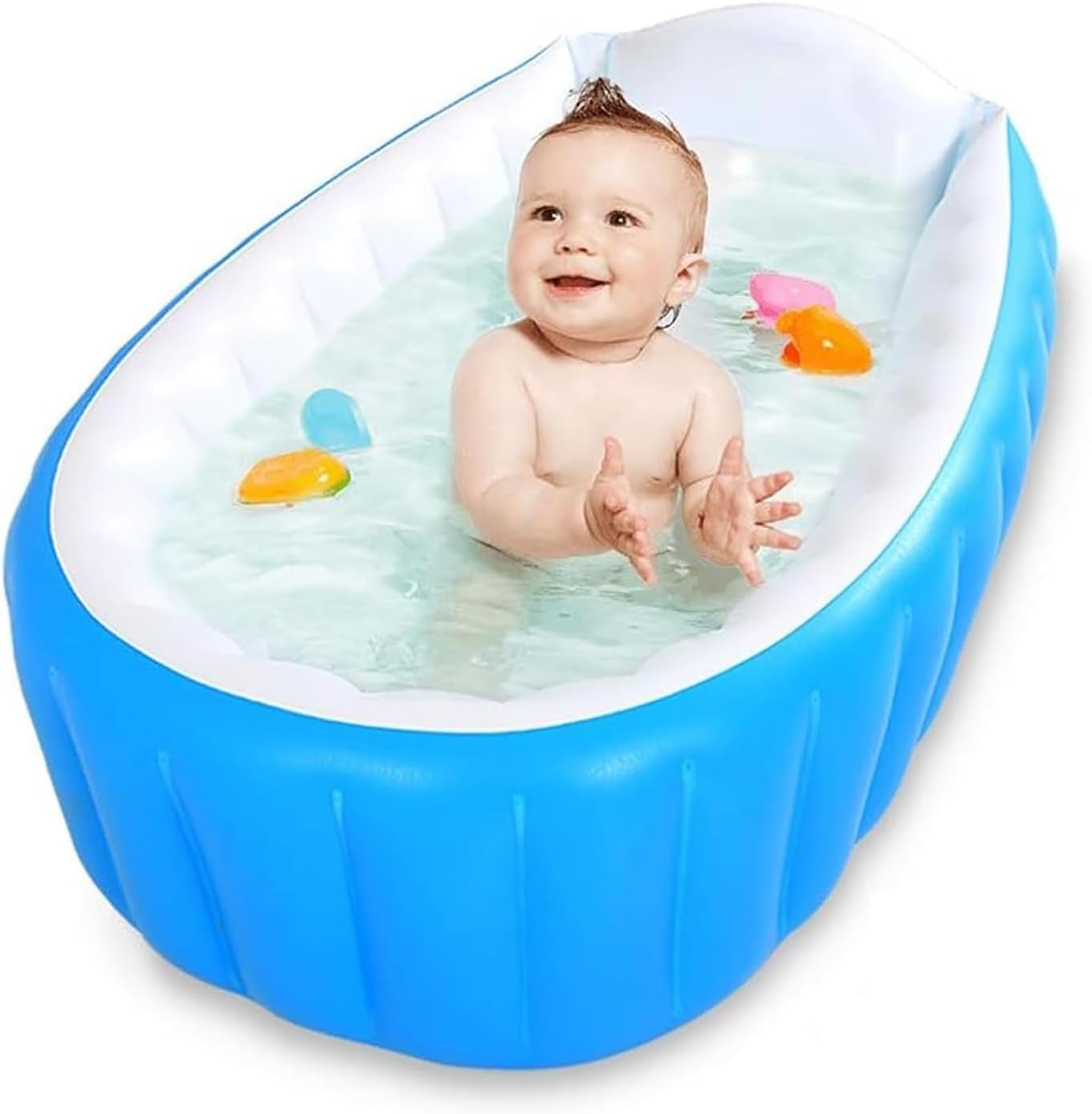 OYDAS Baby Inflatable Bathtub, Portable Infant Toddler Bathing Tub Non Slip Travel Bathtub Mini Air Swimming Pool Kids Thick Foldable Shower Basin,Blue