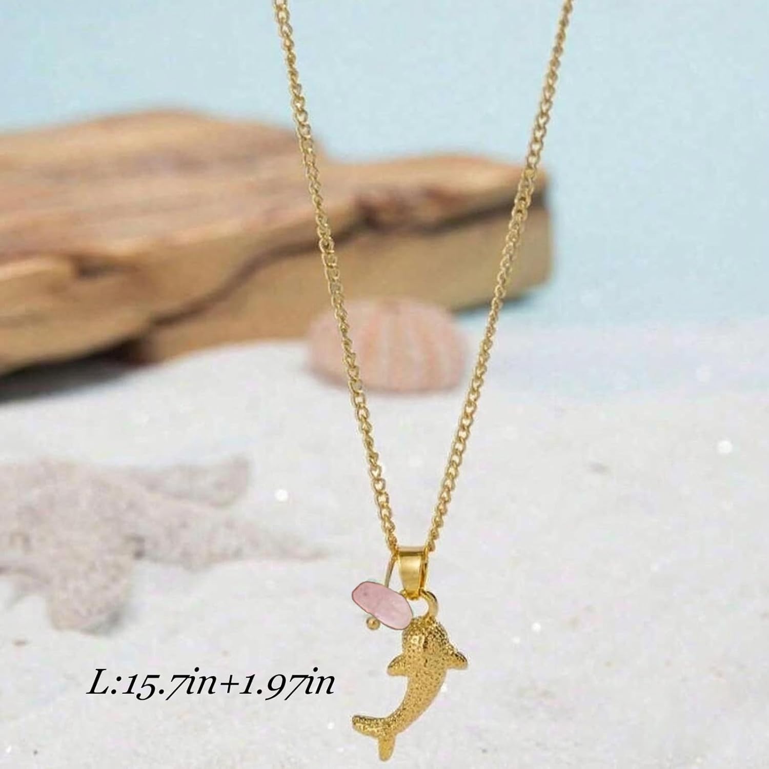 72ore Fish Necklace for Women Dainty Gold Chain Fish Pendant Stone Necklace Summer Beach Jewelry Gift Party Outfits Accessories - Image 6