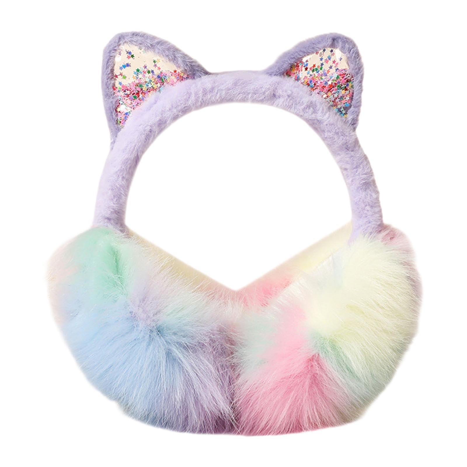 Cat Ear Earmuffs Casual For Cold Weather Plush Earmuffs For Girls Women Teen Purple-image-21