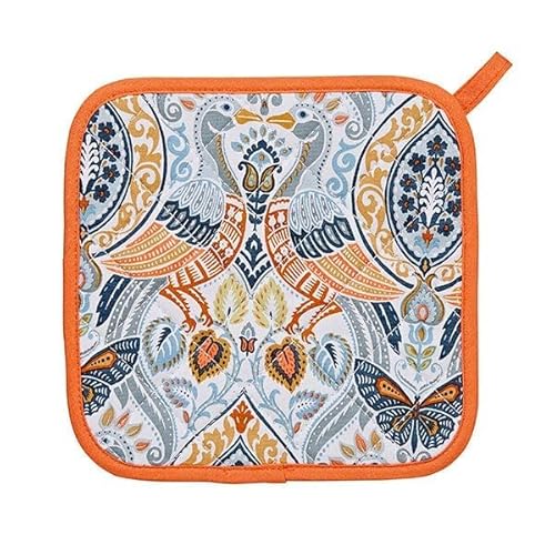 Ulster Weavers - Orange Bohemian Pot Mat/Pot Holder (21 x 21cm) - 100% Cotton - Cotton Trivet with Paisley Print - Boho Pot Mat - For Hot Pan Mat in Orange - Trivets for Hot Pans - Kitchen Accessories - Image 2