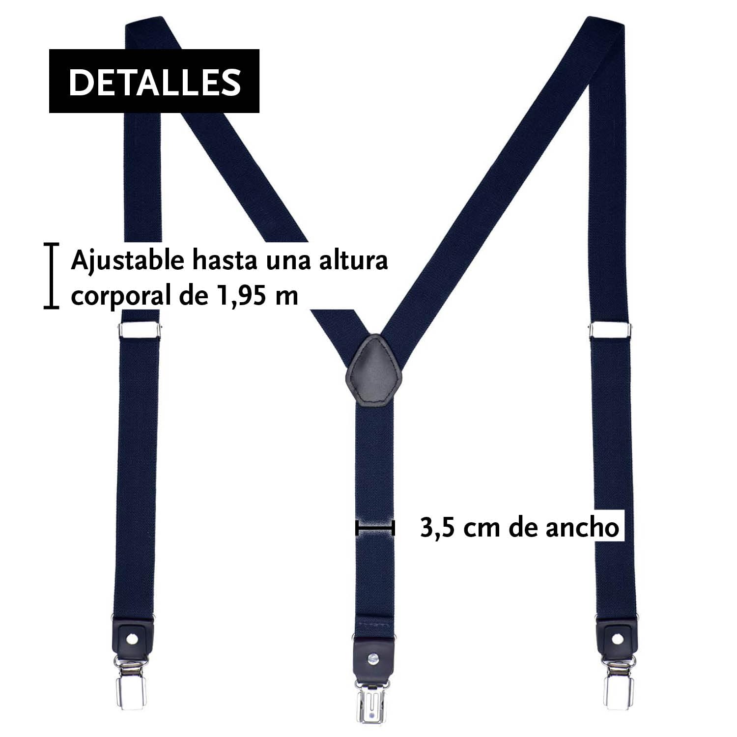 DonDon Set de tirantes y pajarita para hombre, forma de Y, ancho 3,5 cm, hecho a mano - Elegante accesorio para boda, fiesta, smoking