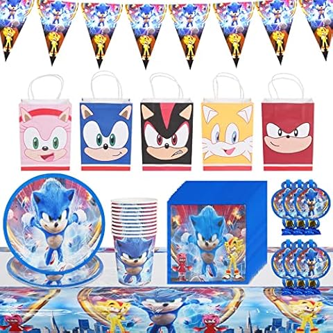 Forhome Sonic Birthday Party Decoration Set, Sonic The Hedgehog Party Supplies Decoration Set, Party Tableware, for 10 Kids Girls Boys Cover