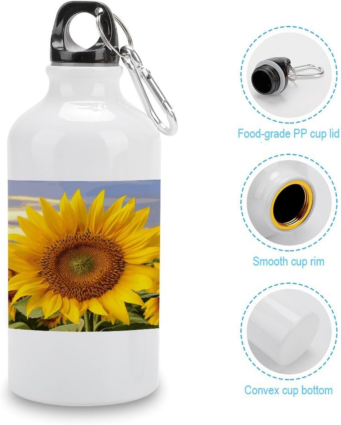 Aluminum Sports Water Bottle with Carabiner Clip & Leak-Proof Lid image 5