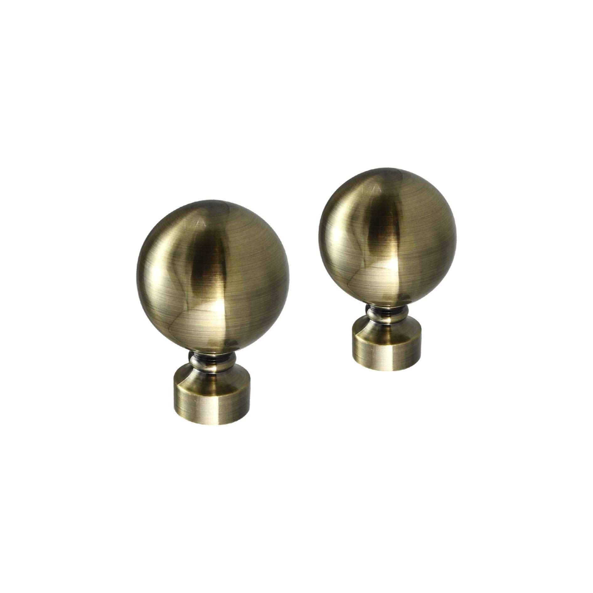 Your Home Online Metal Curtain Pole Rod Pack of 2 Finials/Ends for 19mm 28mm Diameter Poles Antique Brass (Set Of 2 Venice Finials, 28mm)