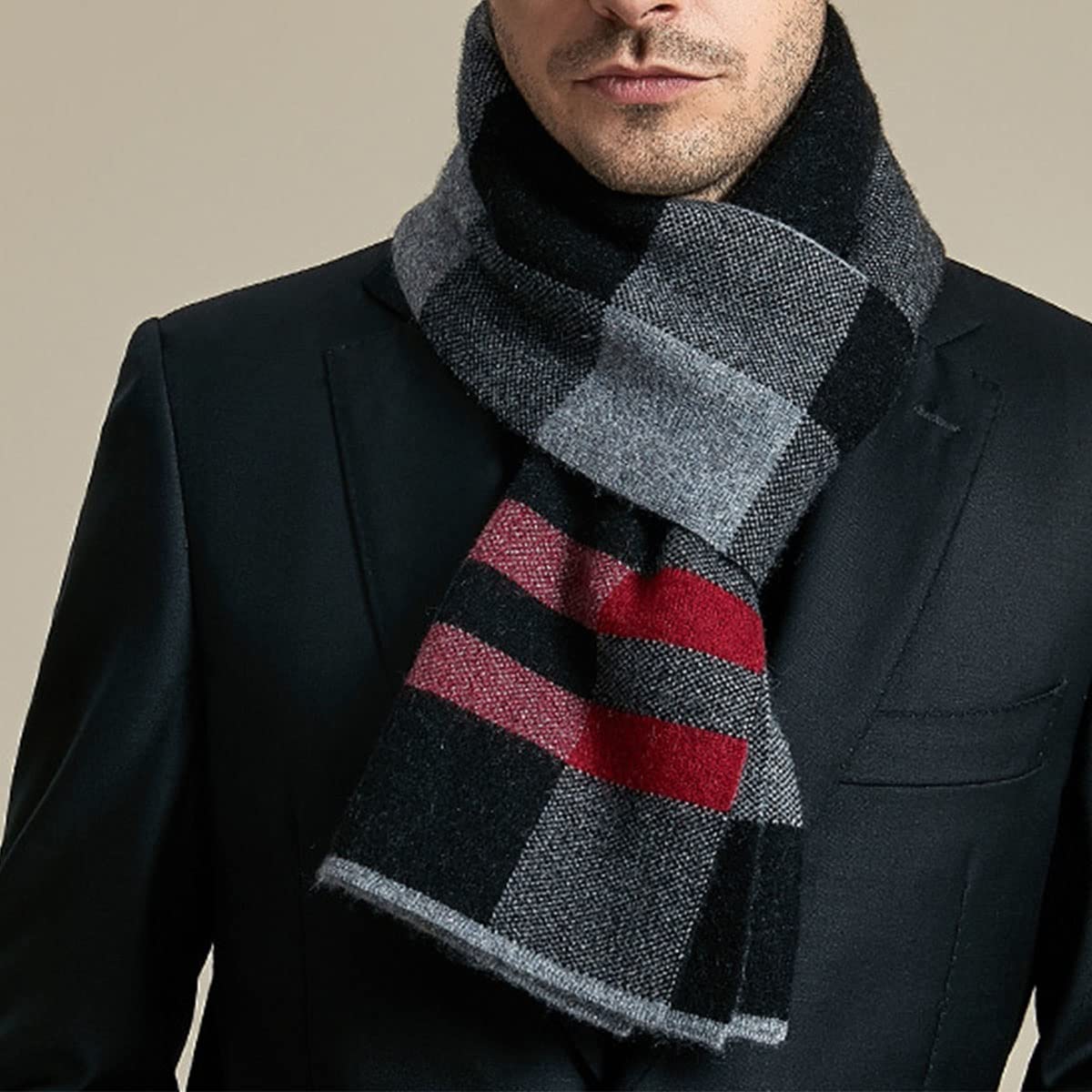 Sciarpa in cashmere, sciarpa scozzese, scialle invernale caldo alla moda per uomo