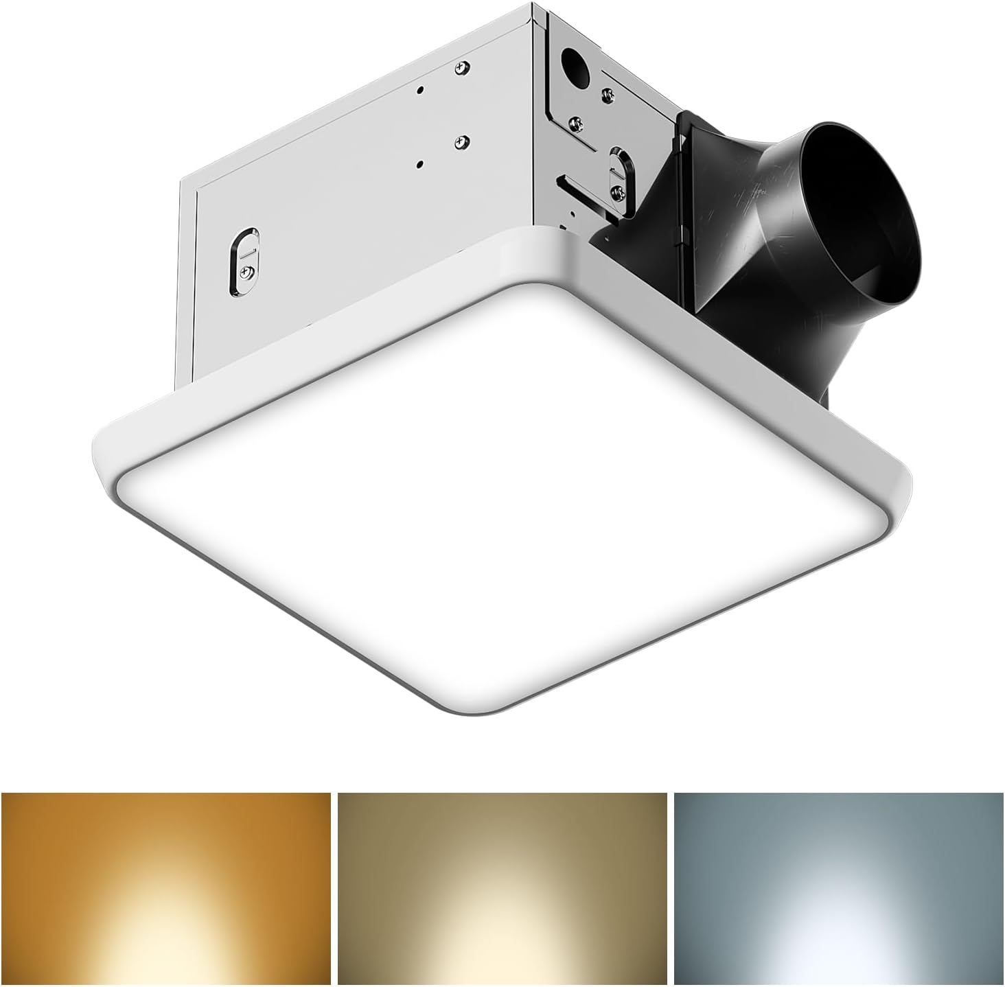 Fitop Bathroom Exhaust Fan with Light, 130 CFM & 1.5 Sones Bathroom Vent Fan with Light, 1300LM, 2700K/4000K/6500K, Exhaust Fan with Night Light, Light Memory Function,ETL Certified White 9in-130CFM