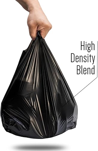 Miniatura 4 de Bolsas grandes para camisetas en relieve color negro liso (400 unidades), 12 x 7 x 22 pulgadas, 17 micrófonos, bolsas negras con asa, a granel,