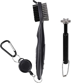 QIMEI-SHOP Spazzola per Mazze da Golf Doppio Lato Strumento di Pulizia da Golf Retrattile Pulisci Golf Club Affilatrice per Scanalature