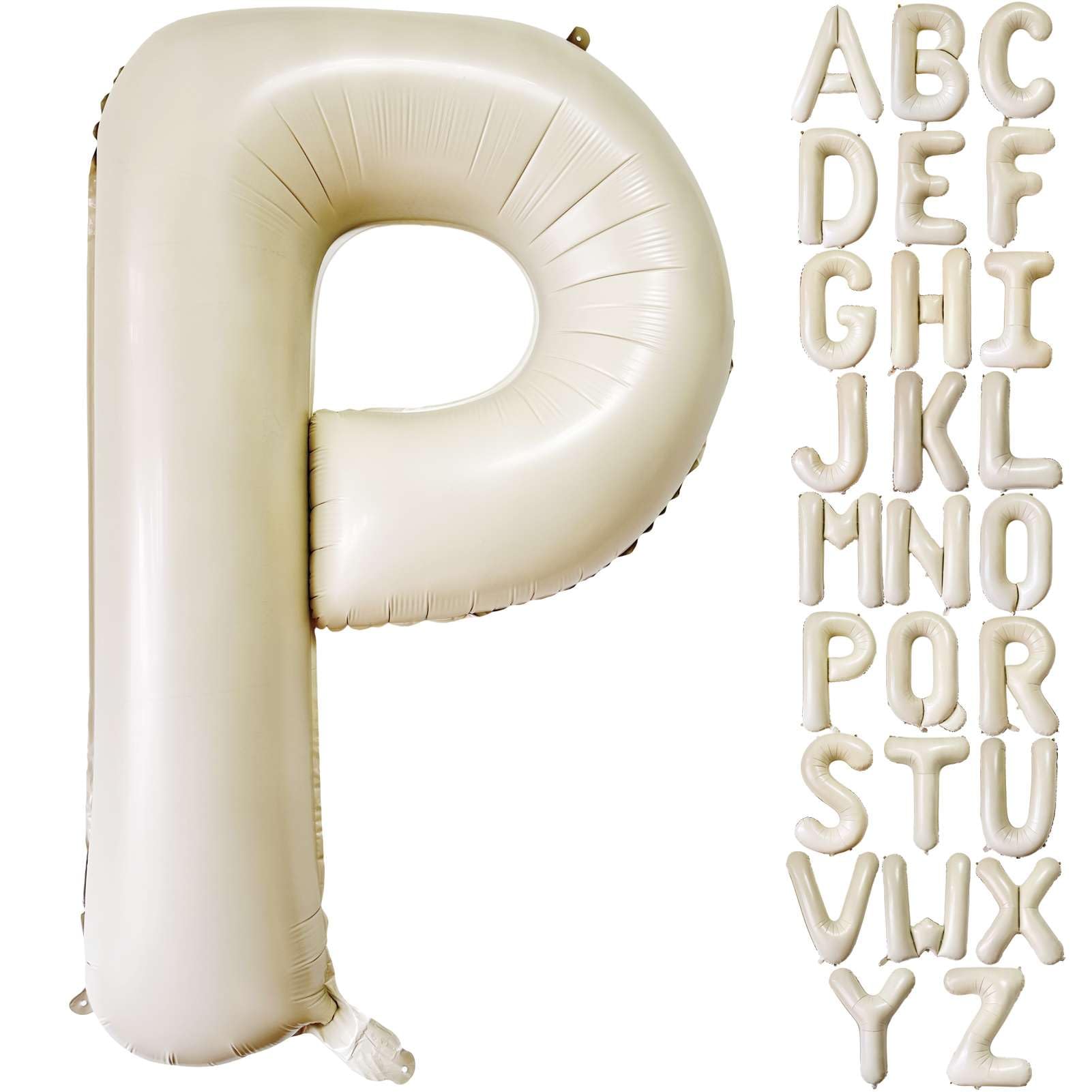 Cream White Letter P Balloons, 40 Inch Giant Letter Balloons P Foil Mylar Helium White Letter Balloons for Birthday Party Supplies Anniversary Event