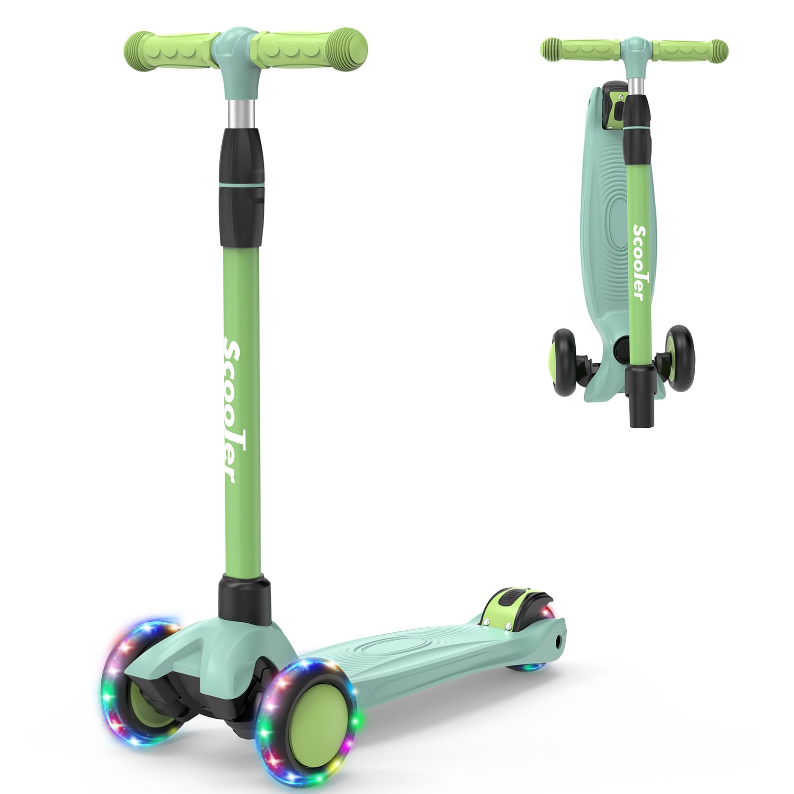 kids scooter,led lighted wheels and 3 adjustable height handlebars scotters for kids 3-12,3 wheel toddler kick scotter for boys & girls up to 132 lbs.