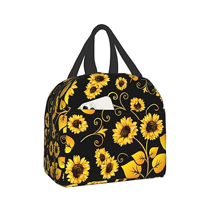Sunflower Lunch Bag For Women Men Insulated Lunch Box Washable Lunch Container Cooler Tote Bag Reusable Lunch Box Lightweight Meal Prep Box For Office Work Picnic Beach