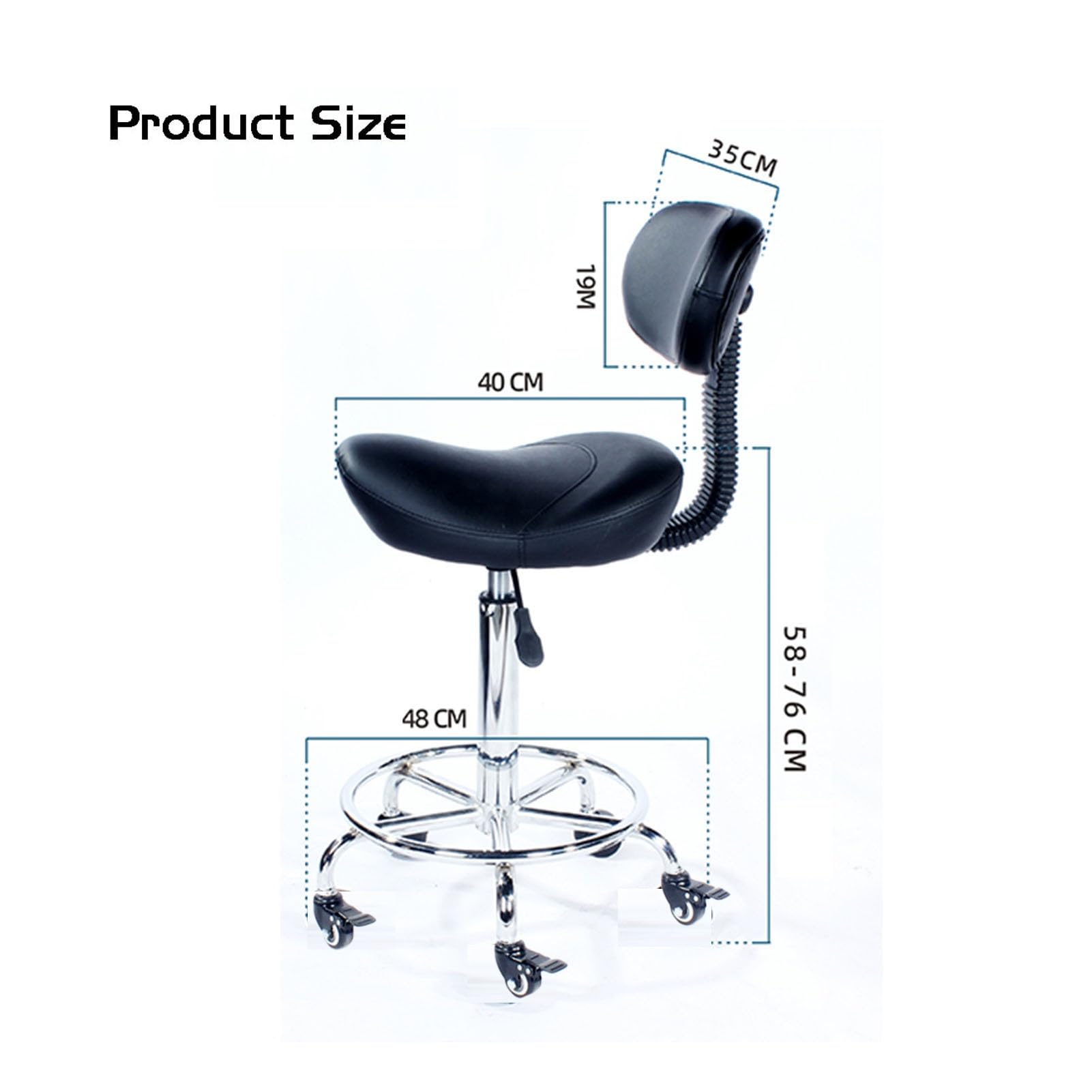 Sattelstuhl, Sattelhocker, Ergonomischer Rollstuhl Mit Rückenlehne, Einstellbarer Höhe Und Tragkraft 330 Pfund for Büro, Salon, Geschäft(Orange)
