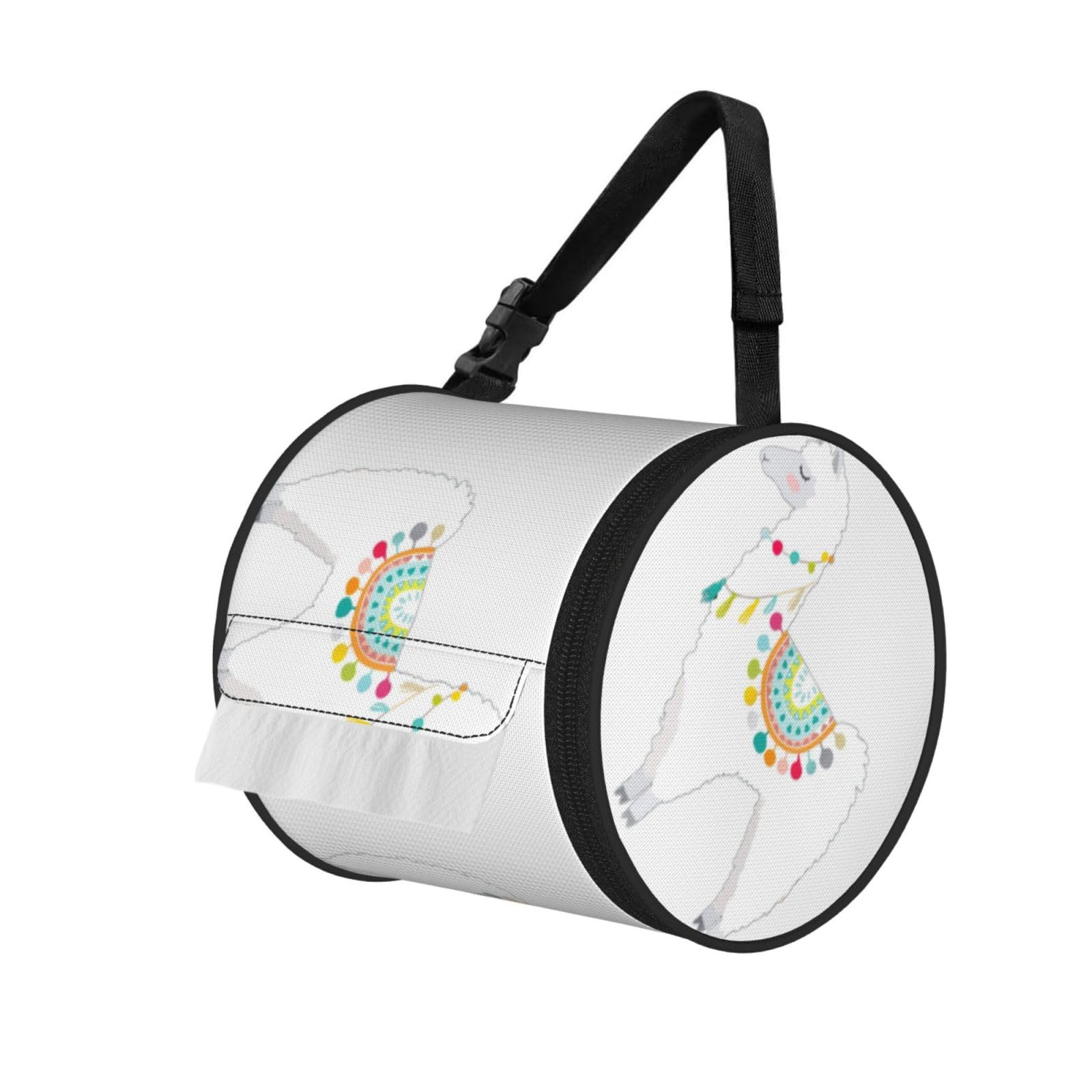 Llama Print Fashion Tissues Organizer Box, Hanging Tissue Holder For Purse Coins For Car Office Daily Outing
