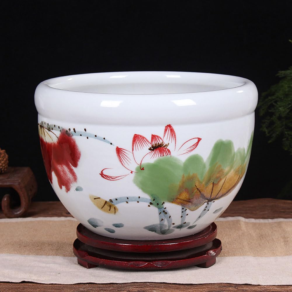 Ceramiczne doniczki, niebiesko-biała porcelanowa misa z lilią wodną, hydroponiczna na ryby, doniczka żonkila, chiński pojemnik rośliny(C,37 * 26cm)