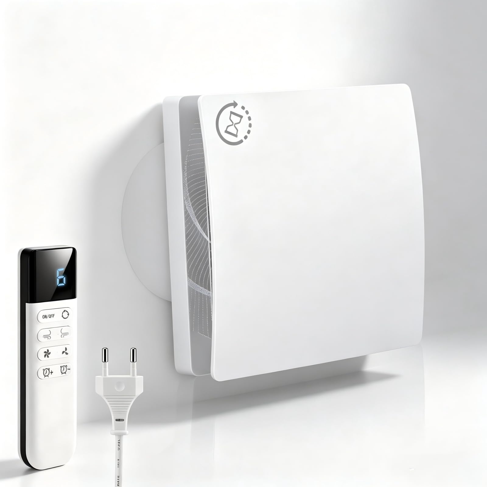 Ventola Aspirazione Bagno, Estrattore Aria Vortice Aspiratore Bagno, Ventilatore da Parete, 9 Velocità, Timer 9h, 20W, Attacco 10cm, 15 x 10,5cm, per Bagni, Cucina, Ufficio, Garage