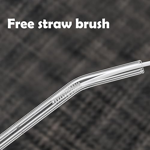 Miniatura 4 de Paquete de 8 popotes de vidrio transparente, reutilizables, con 2 cepillos de limpieza, popotes para batidos de leche, bebidas congeladas, batidos,