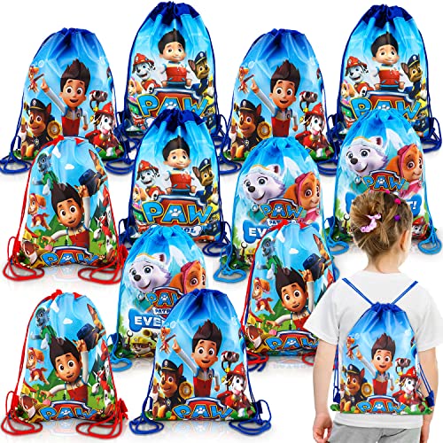 Sac Cordon Pat' Patrouille 12 Pièces,Sac de Piscine,Fête Sacs Pat' Patrouille,Sac Gym Enfant,Cornes, Toupies,Sac Sport Pat' Patrouille,Pour Giveaway Sacs Anniversaire Patte Patrouille Donner Enfants