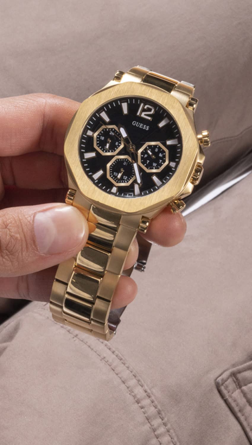 Guess US Men's Gold-Tone Cut-Through Multifunction Watch