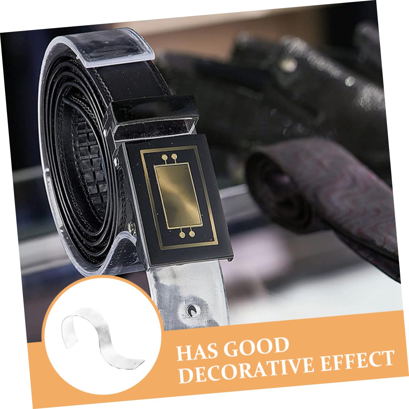 COSMEVIVI 4pcs Transparent Acrylic Belt Holders for Home Retail Display Belt Organizer for Closet Tabletop Shape Design for Men