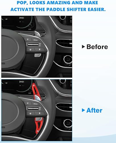 Miniatura 5 de Karltys Extensión de palanca de cambios de aluminio para volante Hyundai Sonata 2020-2023Tucson 2022-2024Santa Cruz 2022-2024, cubierta de cambio de