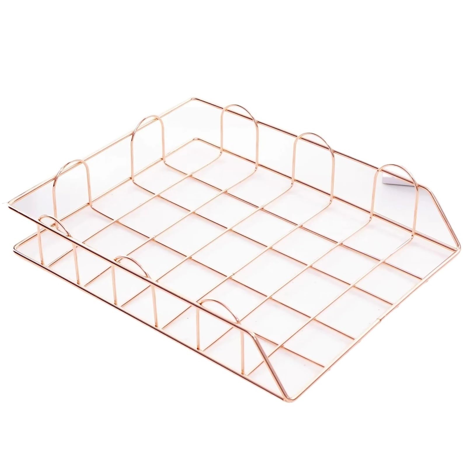 Bandeja de metal de oro rosa para cartas, apilable, para escritorio, elegante solución de almacenamiento de archivos, perfecta para suministros de oficina y gestión de documentos