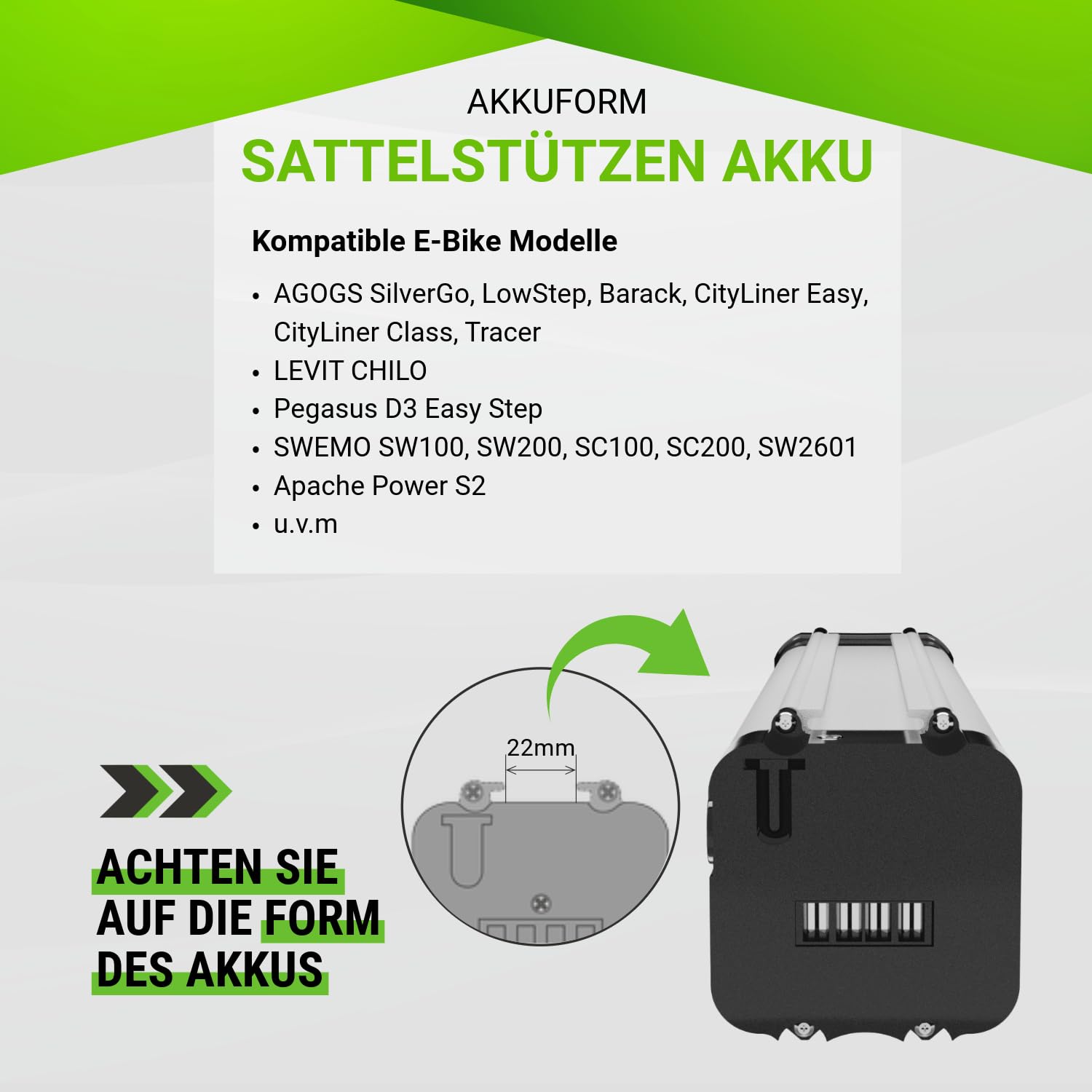 Maratron Ersatz-Akku 36V 13Ah (468Wh) für swemo SW200, Pegasus D3E, AGOGS lowstep, LEVIT chilo, u.a.