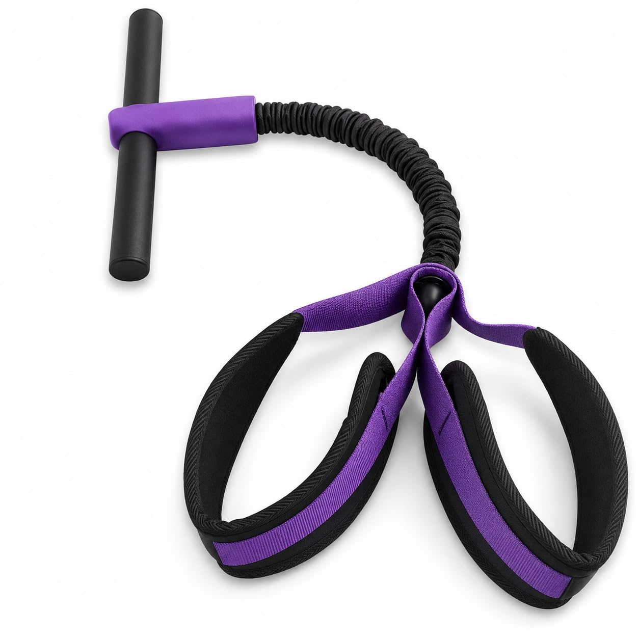 Foot Pedal Resistance Trainer with T-Handle | Sit Up Assistant Tension Rope | Full Body Workout Band for Abs, Arms, Legs & Core | Portable Home Gym Equipment for Men & Women (Purple)-image-5
