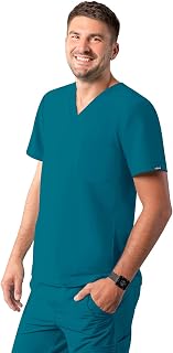 Adar Addition Scrubs for Men - Modern Multi Pocket V-Neck Scrub Top