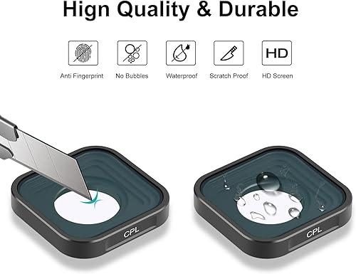 Miniatura 4 de PULUZ Filtro polarizador para GoPro Hero11  Hero11 Mini  HERO10  HERO9 negro CPL polarizador circular protector de lente lente protector estándar