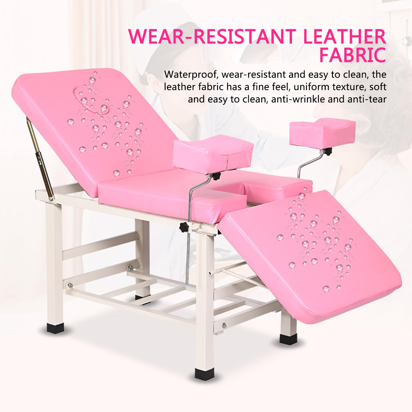 LINLIUA Lettino per Visita ginecologica, Attrezzature infermieristiche, Letto per chirurgia prenatale, Schienale Regolabile, Lettino Spa, Trattamento ginecologico per la Salute Femminile A Pink
