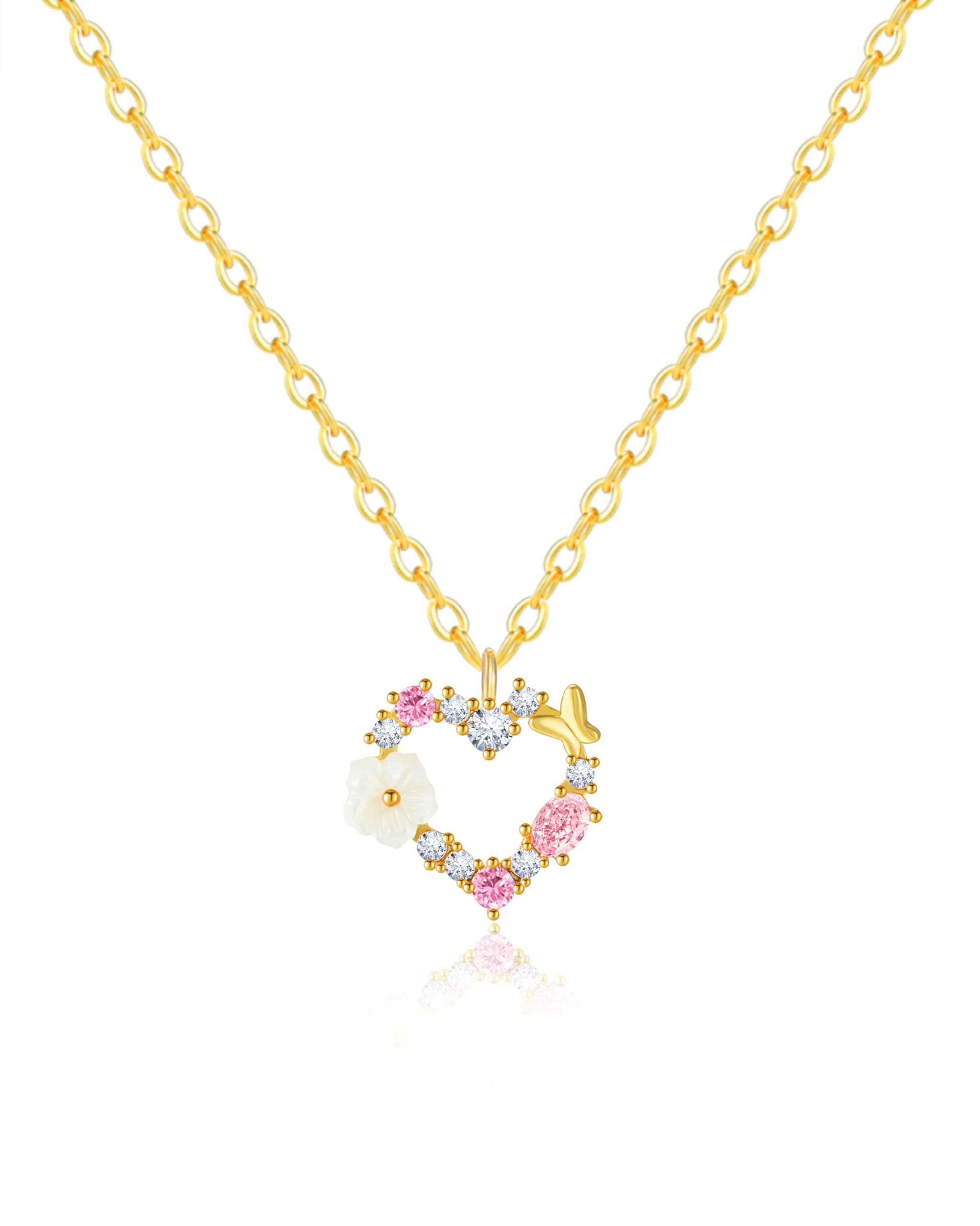 Mesovor Lindo collar de Flores Doradas para Mujeres y Niñas, Collar Colgante Chapado en Oro 18K con Perla de Flores para Fiesta, Bodas