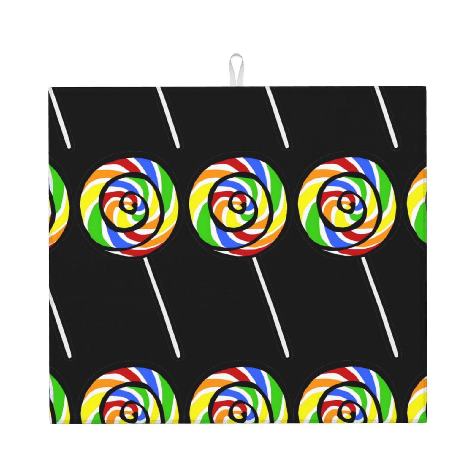 YYHWHJDE lollipop Prints Kitchen Drying Mat – Absorbent Microfiber Throw for Dishes, Non-Slip Counter Cover, Quick-Dry Layer with Durable Construction