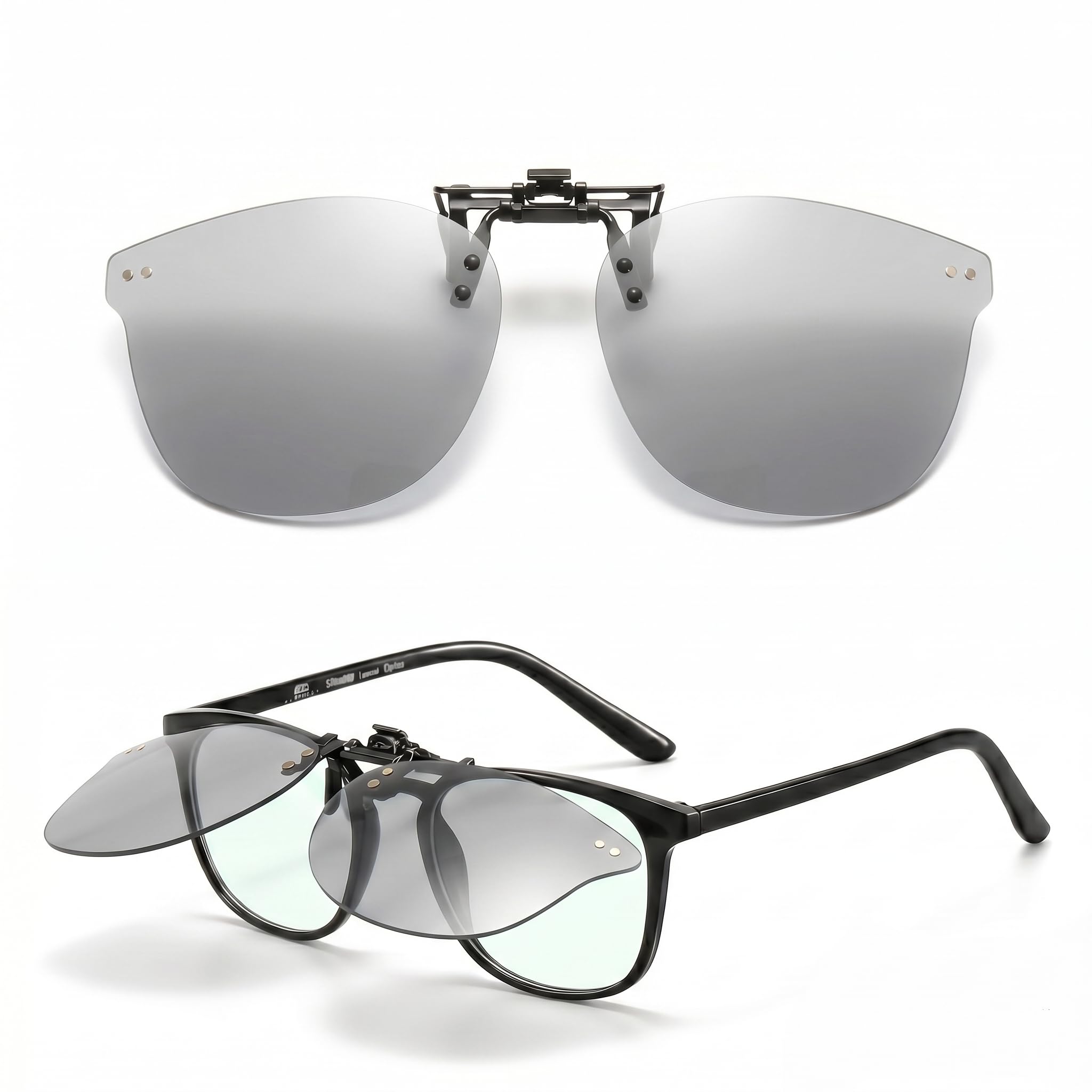 EBJDE Kids Polarized Clip on Sunglasses Over Glasses for Boys Girls Square Flip Up Clip-on Sunglasses Over Glasses