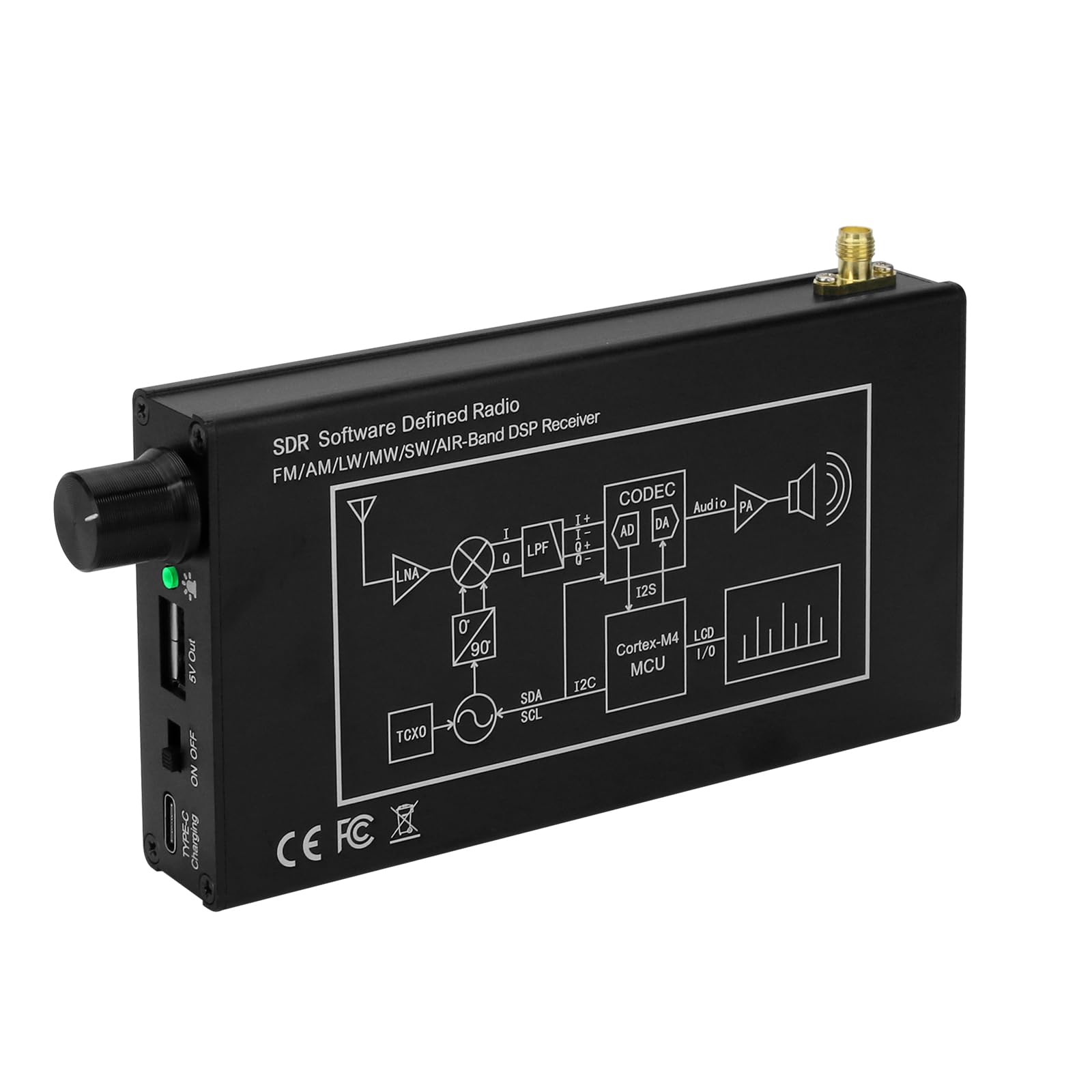 DSP SDR Radio Empfänger 100KHz zu 149MHz DSP Digital Demodulation CW/AM/SSB/FM/WFM Tragbarer Kurzwelle Radio Empfänger mit 4.3" IPS LCD