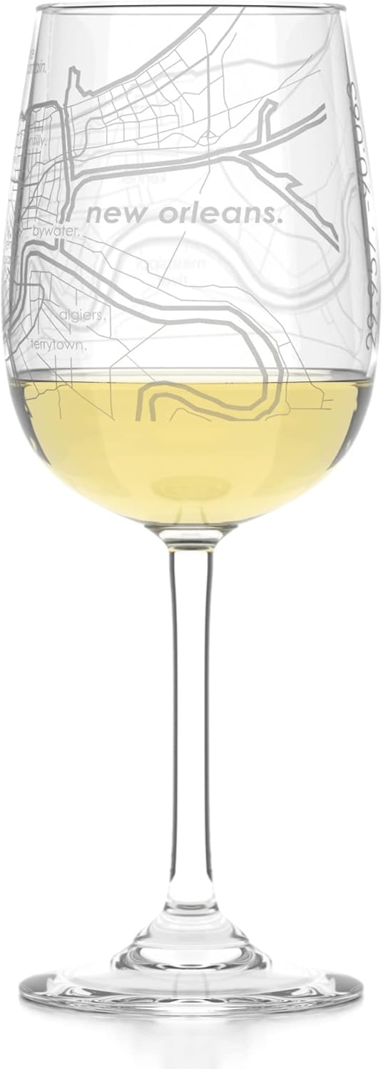 Well Told Engraved Seattle Map WA Stemmed Wine Glass - Etched City Map Wine Glass Gift for Wine Lovers (16 oz, Clear)